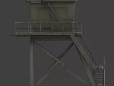 Ruined Frontier Military Watchtower 3D Model Low-poly 3D model