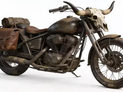 Longhorn Desert Nomad Motorcycle Low-poly 3D model