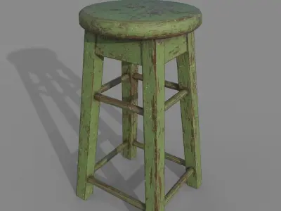 Old Stools 3 color Low-poly 3D model