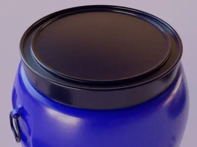 Plastic blue barrel 220L 180L 120L 80L Low-poly 3D model