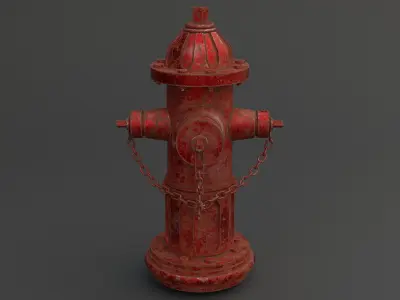 Fire Hydrant Game Ready Clean And Dirty Textures Low-poly 3D model