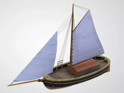 Classic Sail Boat Low-poly 3D model
