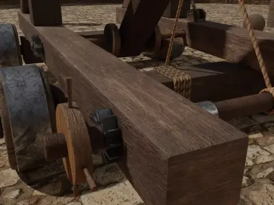 Ancient Catapult low poly game assert Low-poly 3D model
