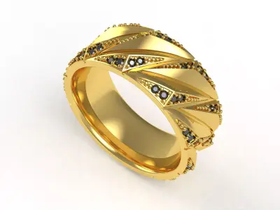 Round Diamond Mens Wedding Band 3D print model