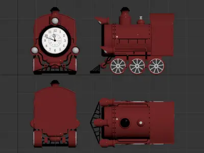 locomotive vintage train clock 3D model