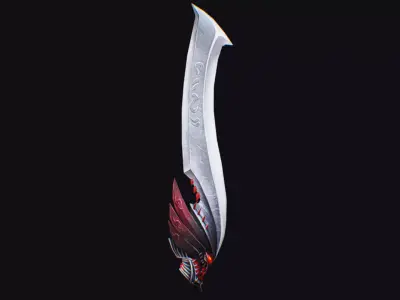 Sword Magical Cutting Fantasy Melee Dagger Iron Blade Saber Low-poly 3D model 2