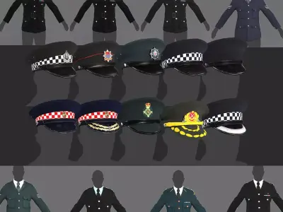 Formal Uniform Collection Police Fire Brigade Ambulance Uniforms 3D Model Pack