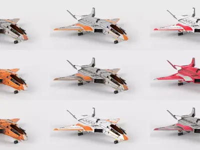 Spaceship Fighter Jet Airplane Sci-Fi Low-poly 3D model