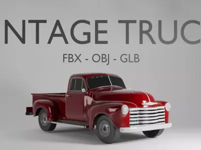 Vintage Pickup Truck 3D Model - Classic 1950s - FBX OBJ GLB 3D model
