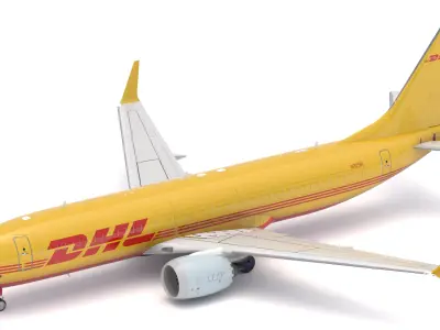 DHL Delivery Semi Trailer Boeing 737 Collection 3D model