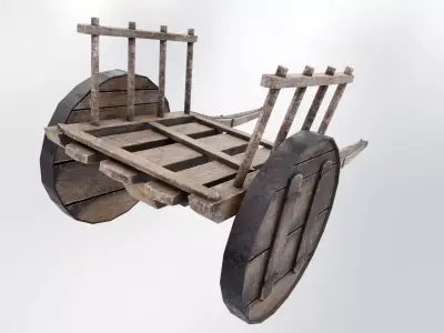 Wagon Wooden Cart Low-poly 3D model purchase