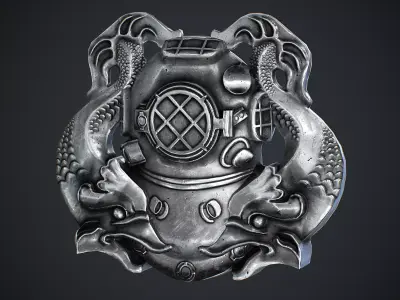 Diver Badge Low-poly 3D model