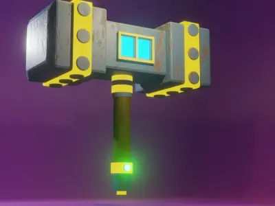 hammer with long and thick head Low-poly 3D model