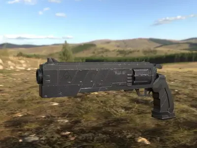 Sci-fi gun Low-poly 3D model 4