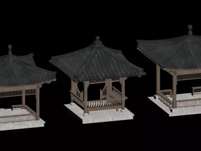 Chinese-style pavilions 3D model