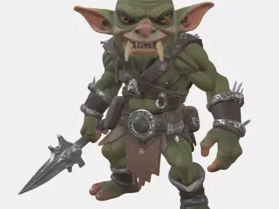 Tribal Goblin Warrior 3D Model Free low-poly 3D model