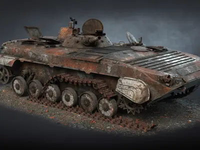 BMP-1 Destroyed Game Ready Low-poly 3D model