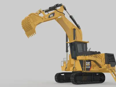 Two Mining Excavator and One Mining Truck 3D Model Pack