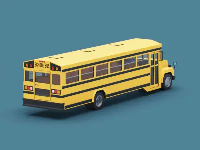 Cartoon Stylized School Bus Classic Low-poly 3D model
