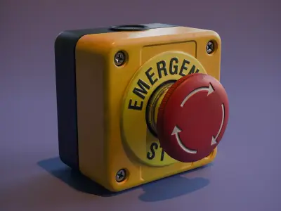 Emergency Stop Button Low-poly 3D model purchase