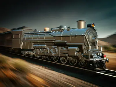 Santa Fe 3751 Steam Locomotive 3D print model
