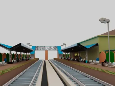 Indian Railway Station Low-poly 3D model