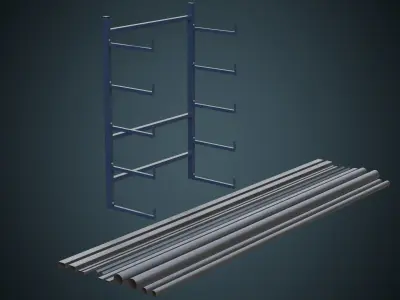 Pipe Rack 1A Low-poly 3D model