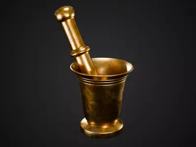 Brass Mortar and Pestle Low-poly 3D model