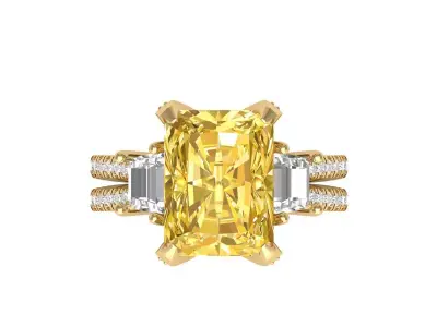 Radiant 3 Stone Art deco Ring  3D print model