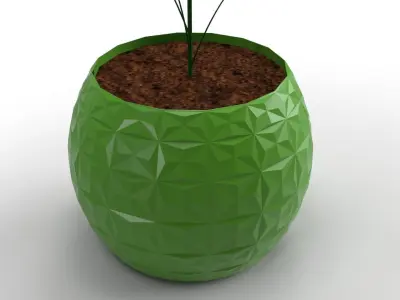 High detailed model of a plant with vase 3D model
