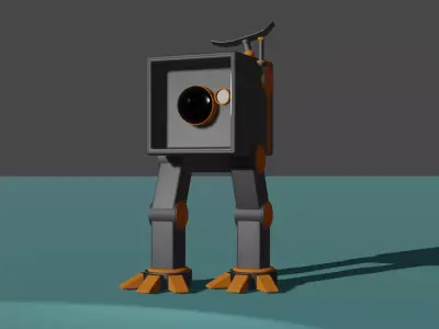 Robot with camera and legs Low-poly 3D model