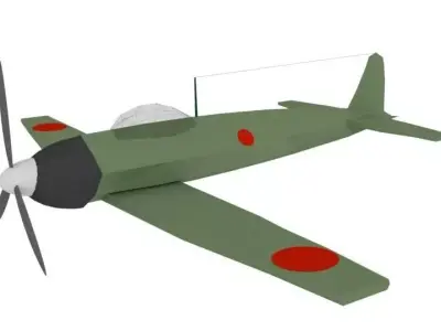 War Plane WW2 Japan Zero Low-poly 3D model