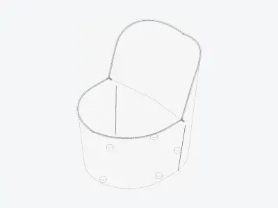 Sofa - Contemporary - Number - Chair E - Black Glides Low-poly 3D model
