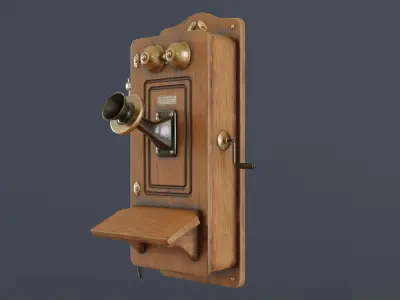 Antique Wall Phone Low-poly 3D model