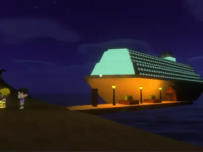 Cruise Ship Low Poly Low-poly 3D model