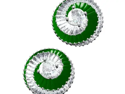 Antique Baguette Diamond Helix Earring 3D print model