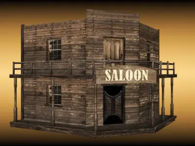 Old saloon  Low-poly 3D model