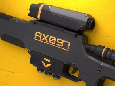 Sniper Rifle AX097 Game Ready Low-poly 3D model