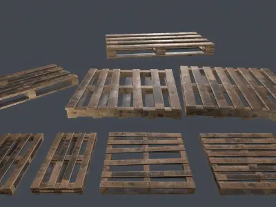 wood pallets Low-poly 3D model get