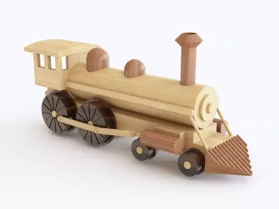 Wooden toy train 06 3D model