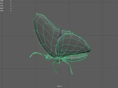 Rigged butterfly cartoon style Low-poly 3D model
