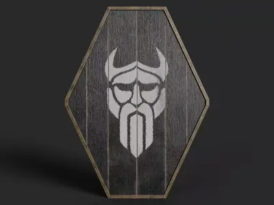 Slavic diamond-shaped shield painted black  the symbol of god Low-poly 3D model