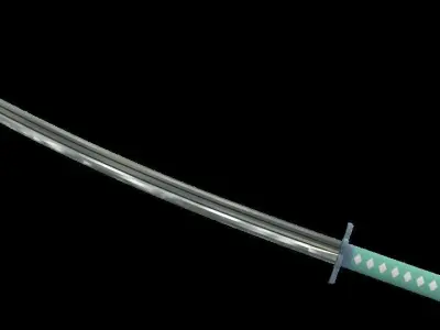Katana Blue Flower Sword Low-poly 3D model