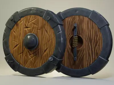 stylized viking Shield Low-poly 3D model purchase