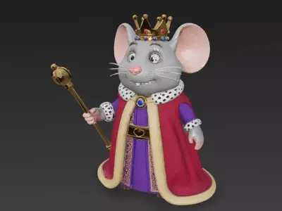 Cartoon Emperor Mouse PBR 3D Model 3D model