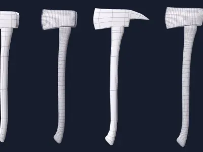 Fire Axe 1 Plus 1 PBR Game Ready Low-poly 3D model