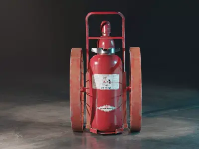 Wheeled Fire Extinguisher Low-poly 3D model purchase