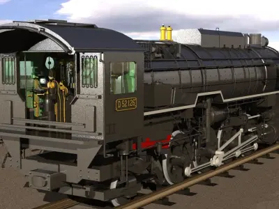 D52 steam locomotive ww2 3D model