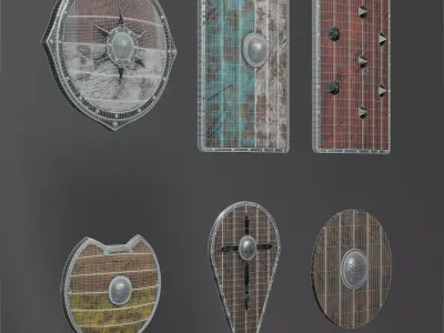 Medieval Shield Collection - 6 High-Poly PBR Models 3D model