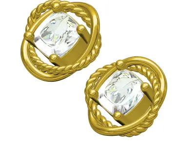 Antique Crossover Infinity Diamond Earring 3D print model